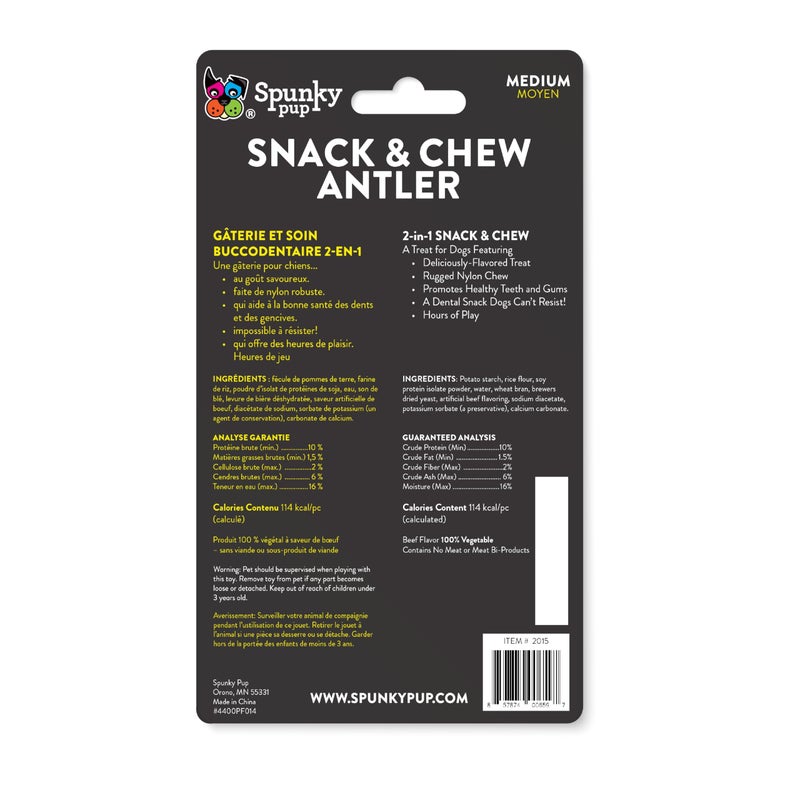 Spunky Pup Snack & Chew Antler Toy | Promotes Healthy Teeth & Gums | Medium - Image 2